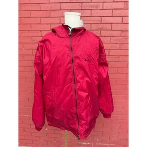Vintage 90s‎ Nike Reversible Windbreaker Jacket Full Zip Hooded Red Grey Mens XL
